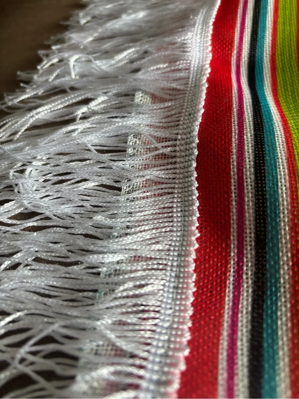 Multicolor Striped Fringe 72” x 14” table runner Mexican fiesta